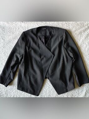 Lane Bryant Black and White Polka Dot Open-Front Jacket